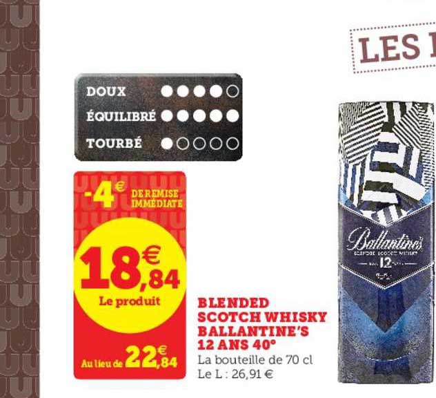 blended scotch whisky ballentine's 12 ans 40°