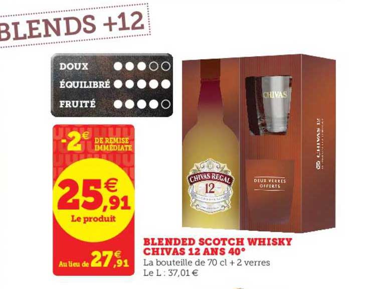 blended scotch whisky chivas 12 ans 40°