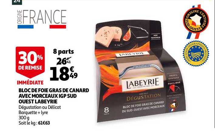 Bloc De Foie Gras De Canard Avec Morceaux Igp Sud Ouest Labeyrie