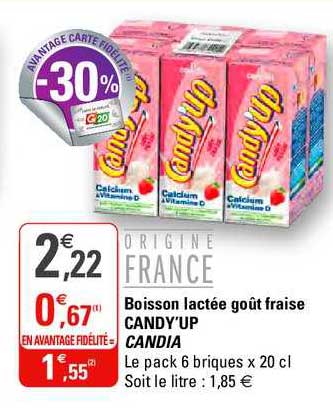 boisson lactée goût fraise candy up candia