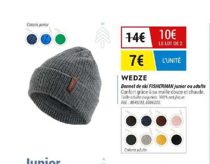 bonnet de ski fisherman junior ou adulte wedze