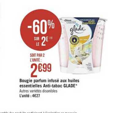 bougie parfum infus aux huiles essentielles anti tabac galde -60% sur le 2e