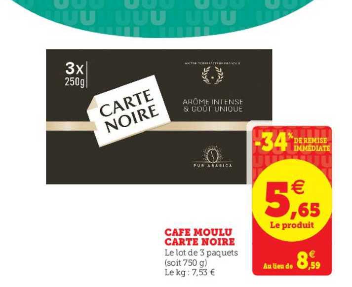 Café Moulu Carte Noire -34% De Remise Immédiate