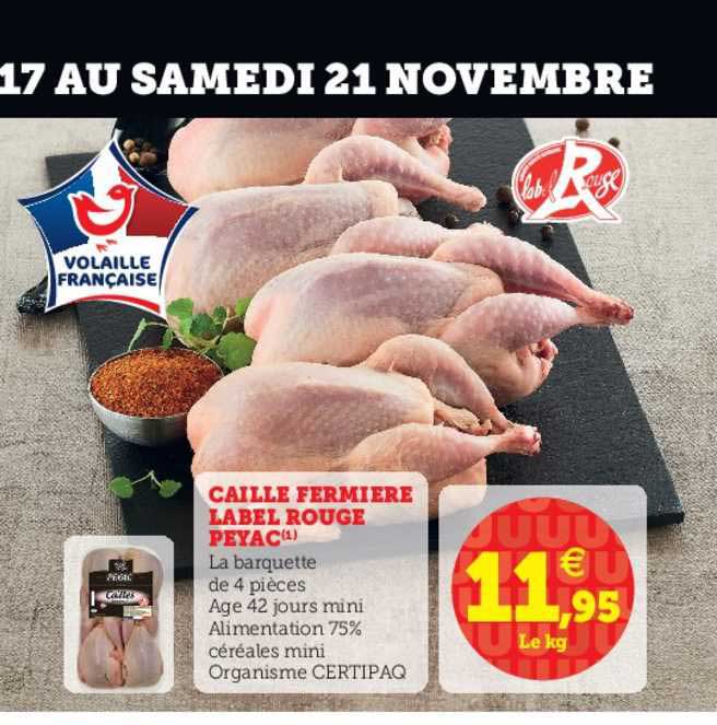 caille fermière label rouge peyac