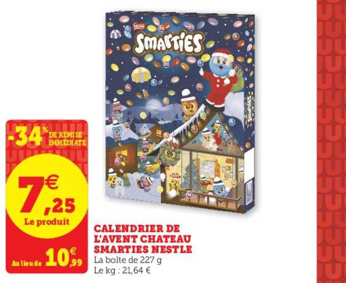 calendrier de l'avent château smarties nestlé -34% de remise immédiate
