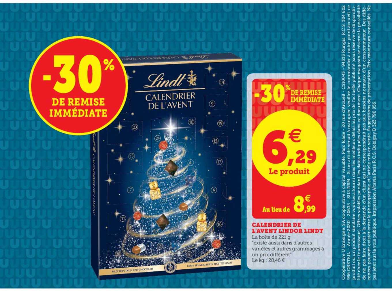 calendrier de l'avent lindor lindt