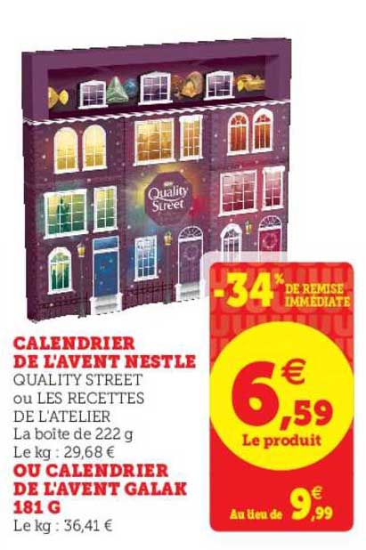 calendrier de l'avent nestlé ou calendrier de l'avent galak 181g