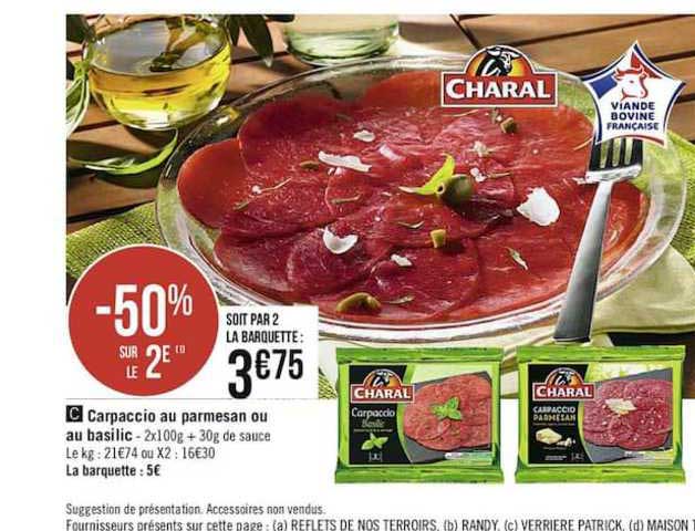 Carpaccio Au Parmesan Ou Au Basilic -50% Sur Le 2e