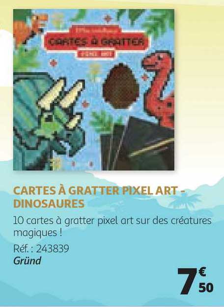 cartes à gratter pixel art - dinosaures