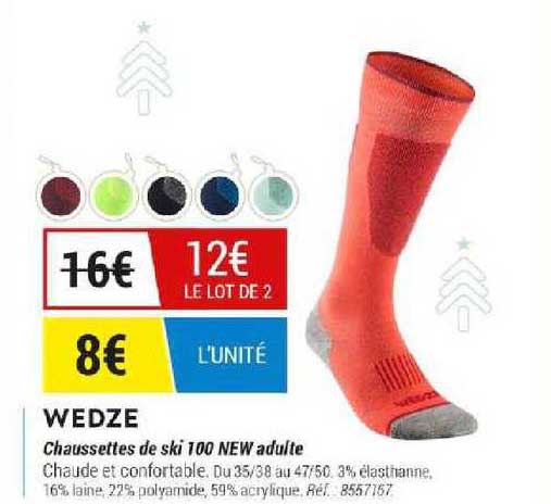 chaussettes de ski 100 new adulte wedze