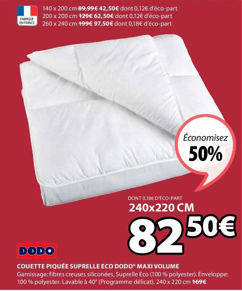 couette piquée suprelle eco dodo maxi volume