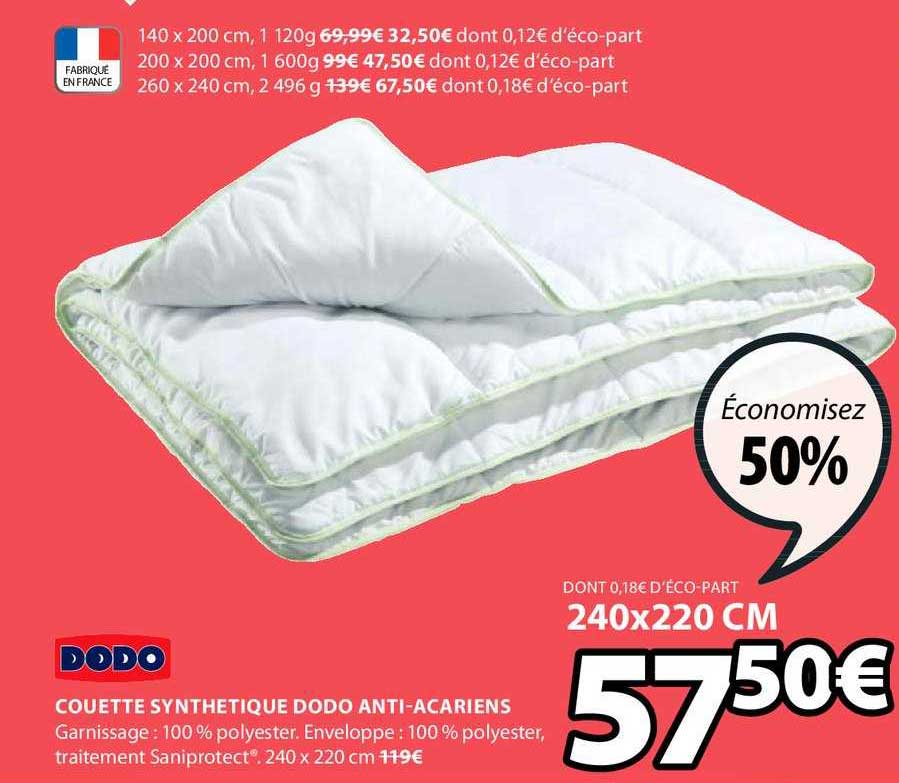 couette synthétique dodo anti acariens