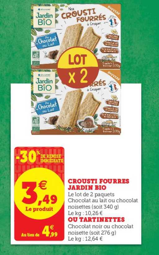 crousti fourrés jardin bio ou tartinettes -30% de remise immédiate