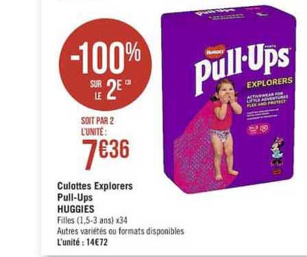 culottes explorers pull ups huggies -100% sur le 2e