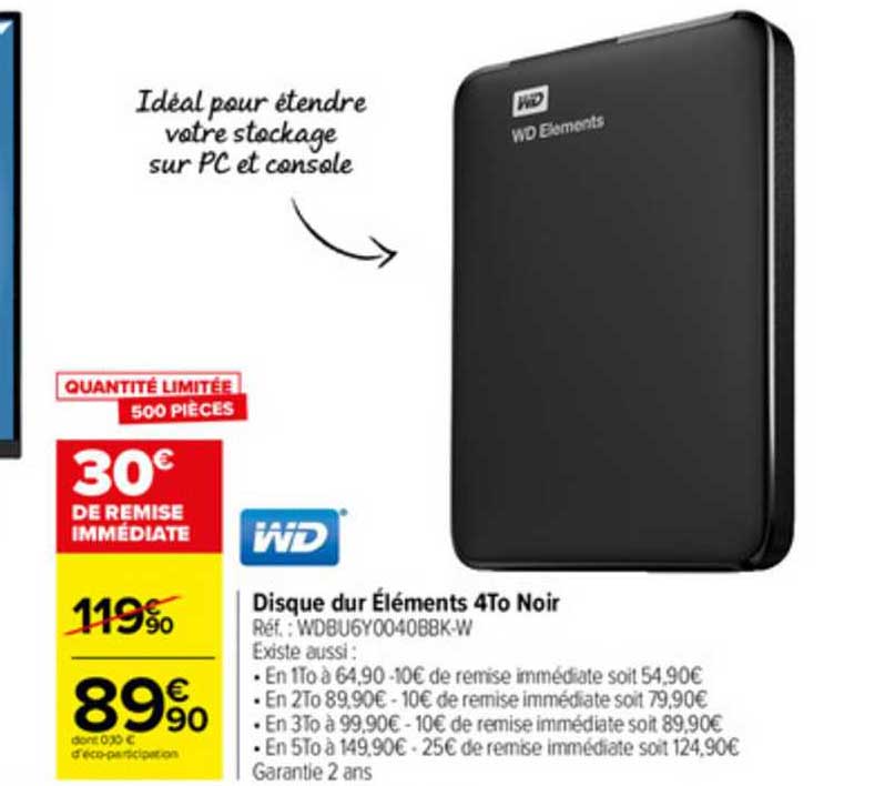 disque dur éléments 4to noir