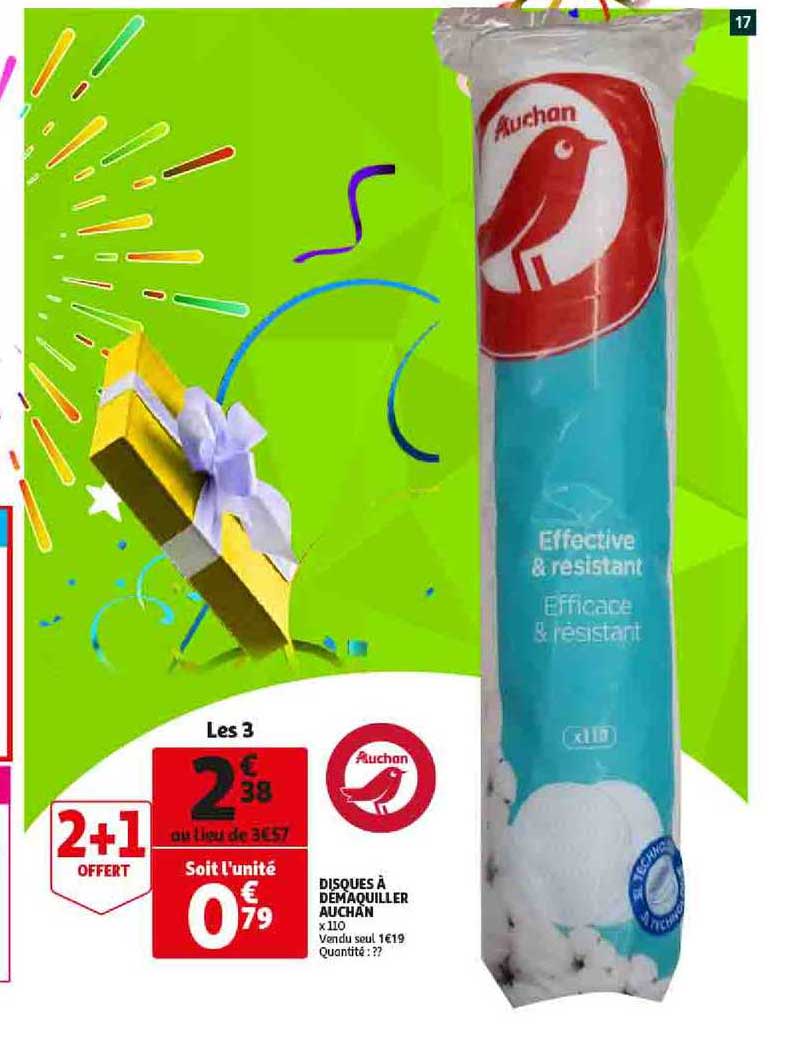 Disques à Démaquiller Auchan 2+1 Offert