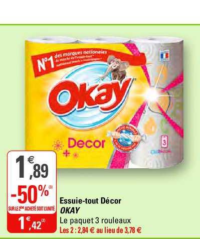 essuie tout décor okay -50% sur le 2ème acheté
