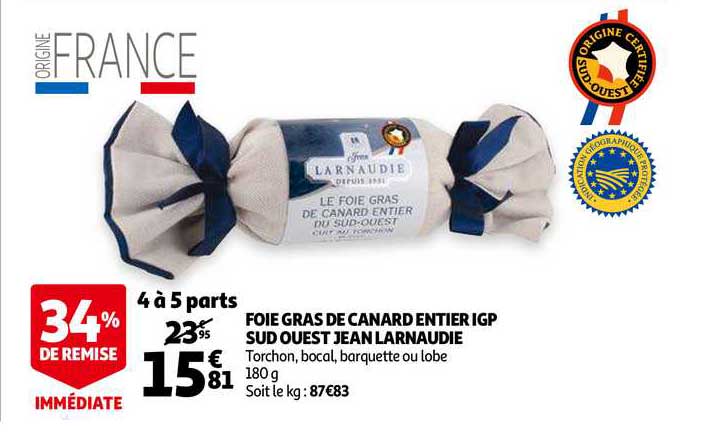foie gras de canard entier igp sud ouest jean larnaudie