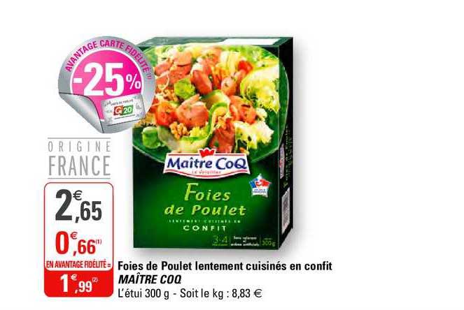 foies de poulet lentement cuisinés en confit maître coq