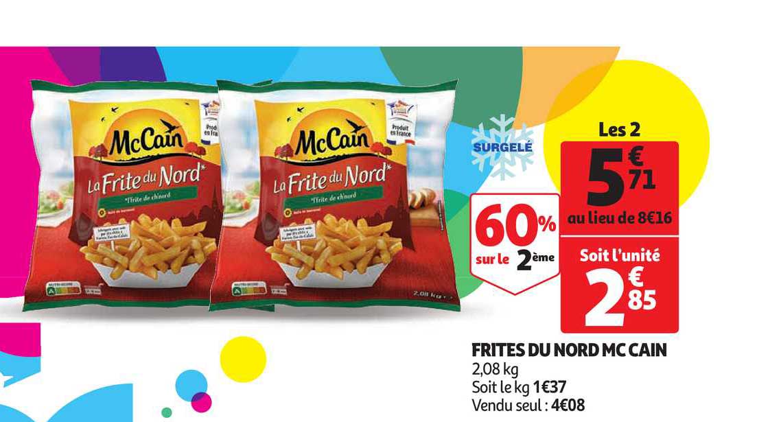 frites du nord mc cain 60% sur le 2ème