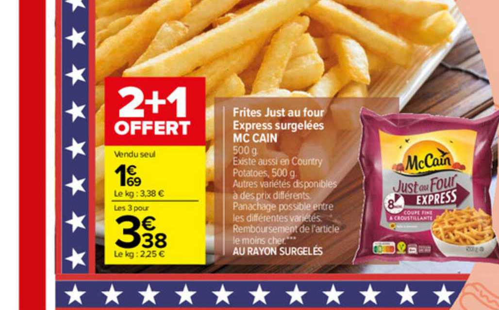 frites just au four express surgelées mc cain