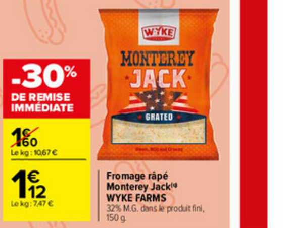 fromage râpé monterey jack wyke farms