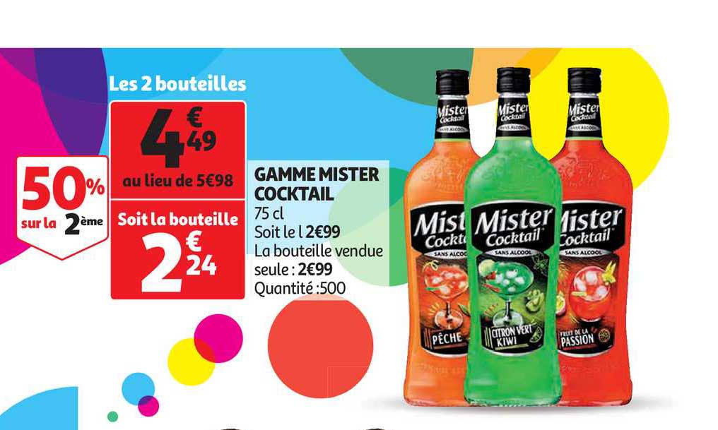 gamme mister cocktail 50% sur la 2ème