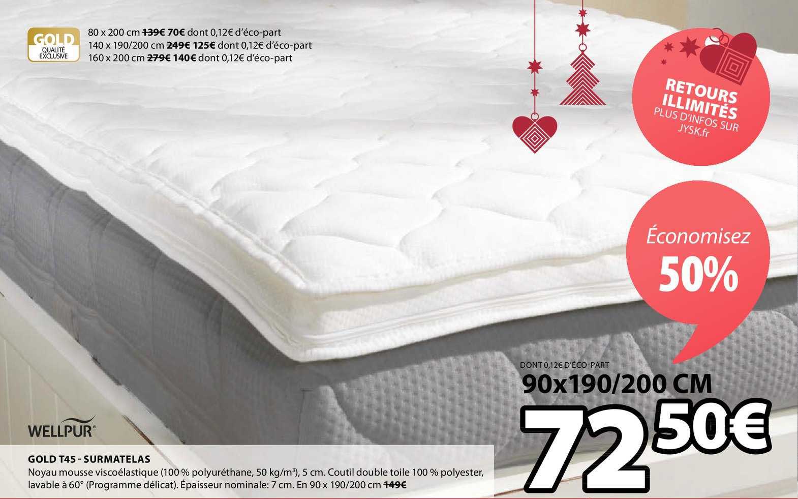 gold t45 surmatelas wellpur