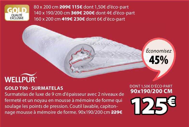 gold t90 surmatelas wellpur