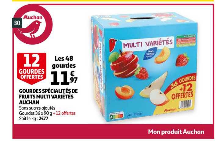 gourdes spécialités de fruits multi variété auchan