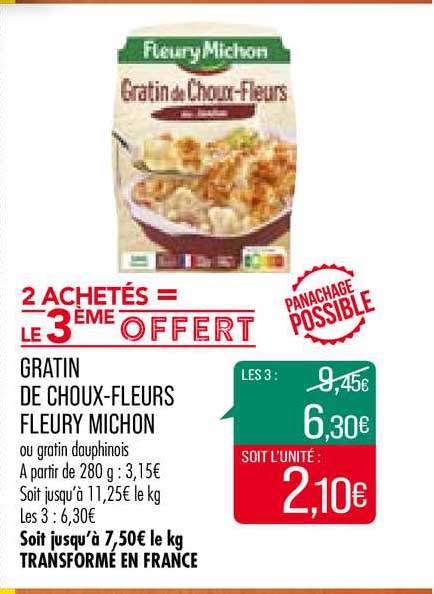 gratin de choux fleurs fleury michon 2 achetés = le 3ème offert