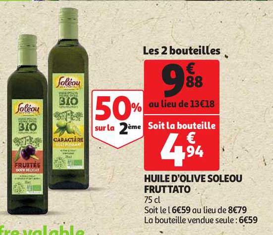 Huile D'olive Soléou Fruttato 50% Sur La 2ème