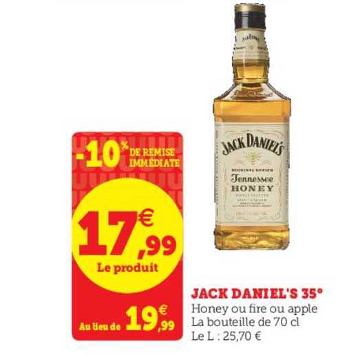 jack daniel's 35° -10% de remise immédiate