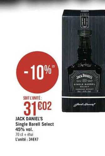 jack daniel's single bareil select 40% vol