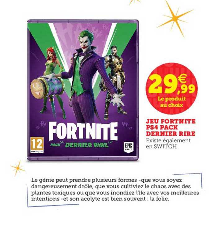 jeu fortnite ps4 pack dernier rire