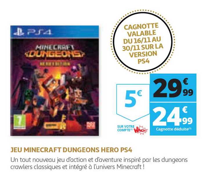 jeu minecraft dungeons hero ps4