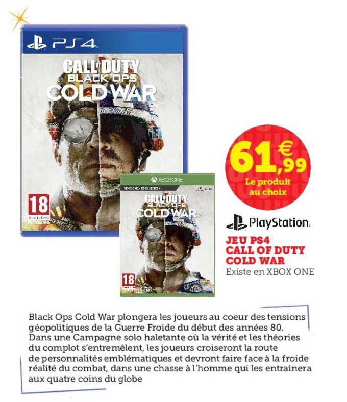 jeu ps4 call of duty cold war playstation