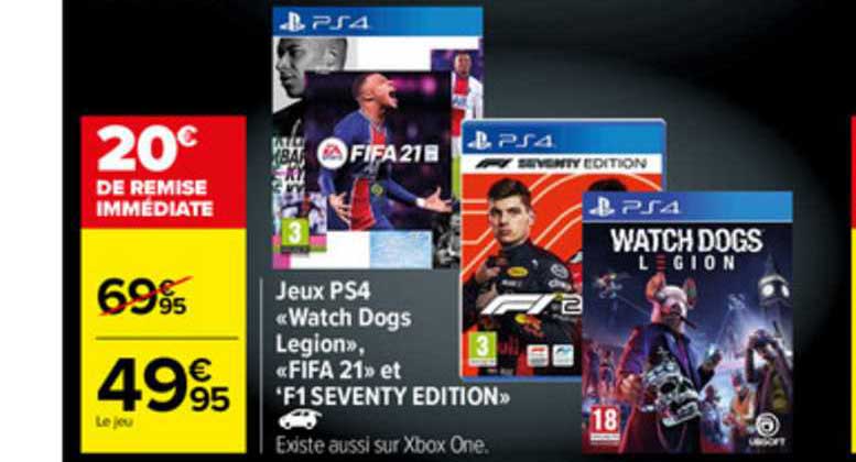 jeux «watch dogs legion» «fifa 21» et «1f1 seventy edition»
