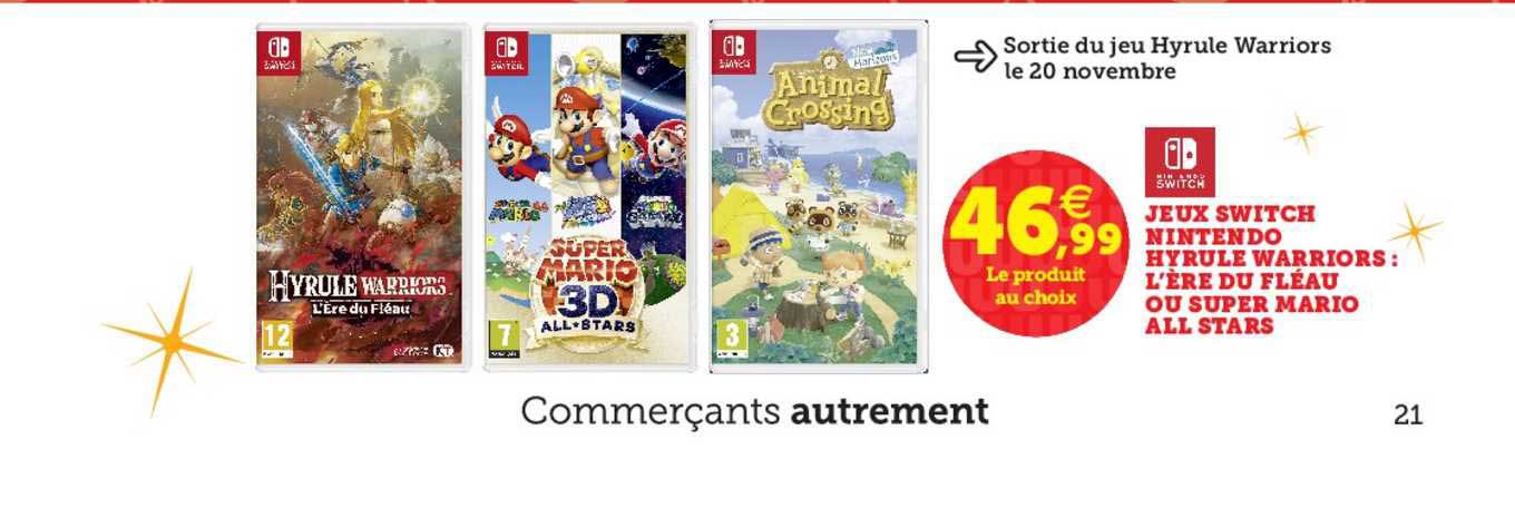 jeux switch  nintendo hyrule warriors : l'ère du fléau ou super mario all stars