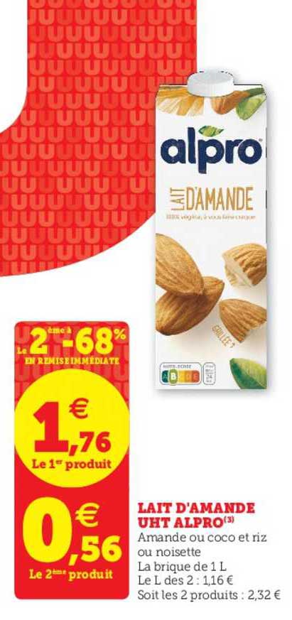 lait d'amande uht alpro