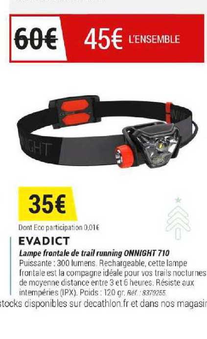 lampe frontale de trail running onnight 710 evadict