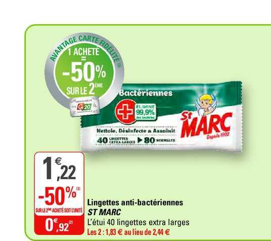 lingettes anti bactéiennes st marc -50% sur le 2ème acheté