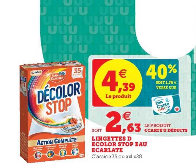 lingettes décolor stop eau ecarlate