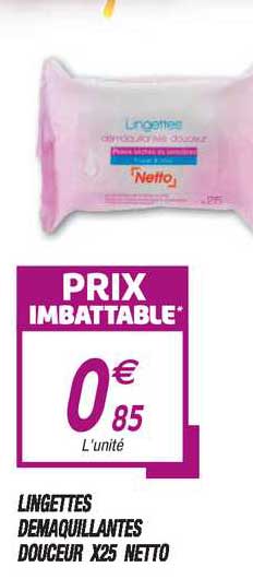 lingettes démaquillantes douceur x25