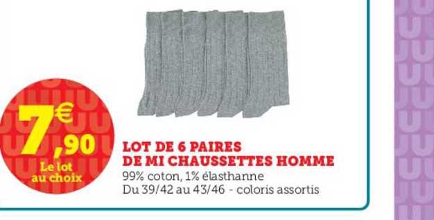 Lot De 6 Paires De Mi-chaussettes Homme