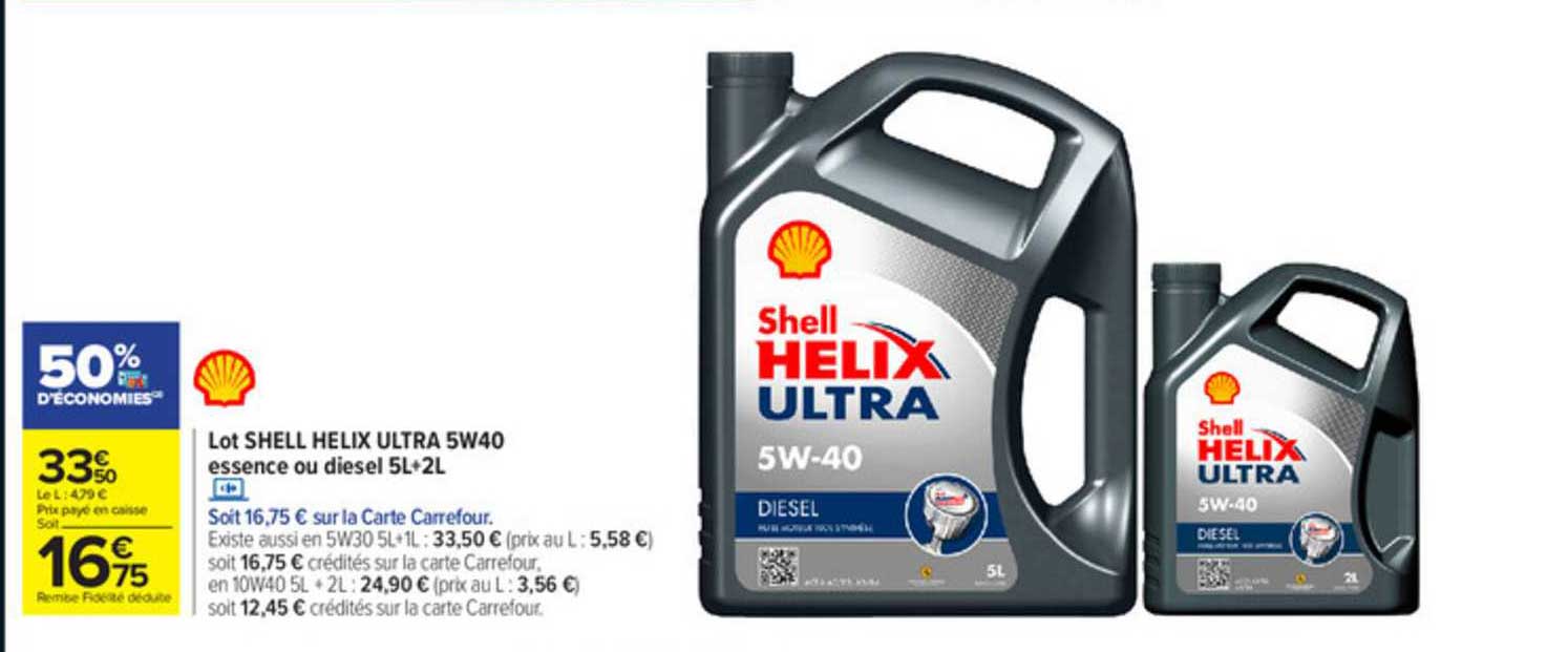 lot shell helix ultra 5w40 essence ou diesel 5l+2l