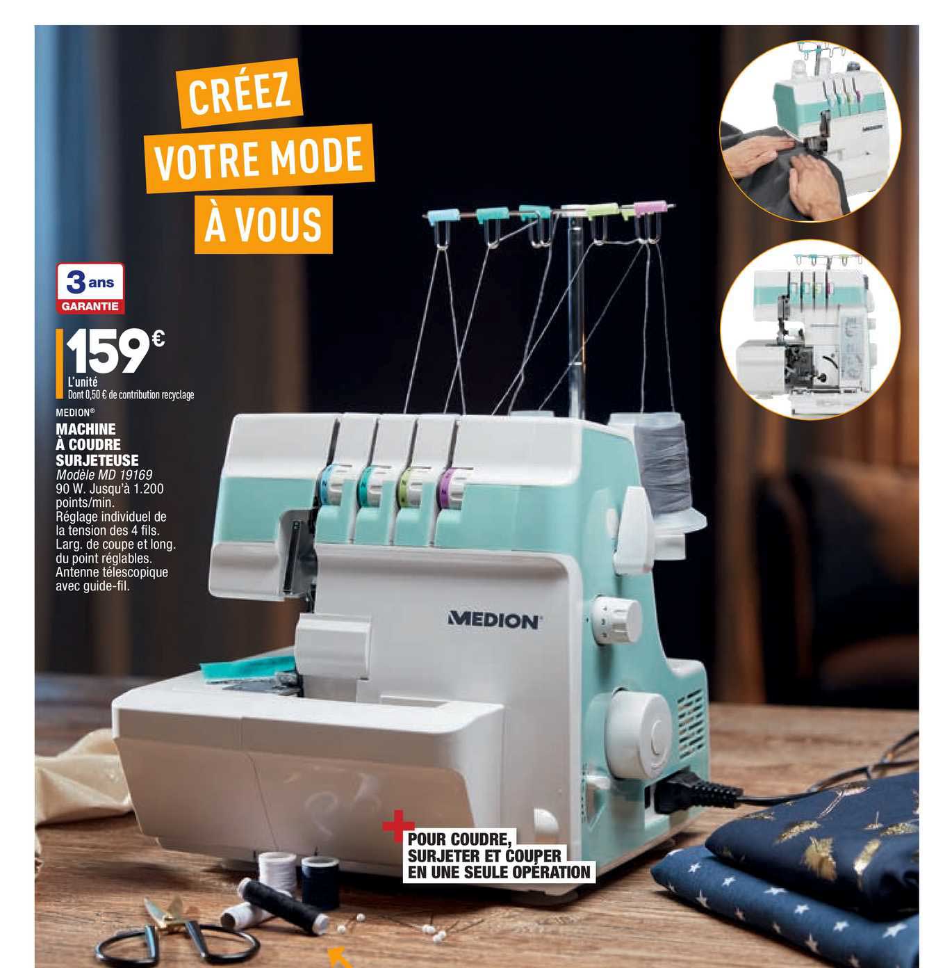 machine à coudre sur jeteuse medion
