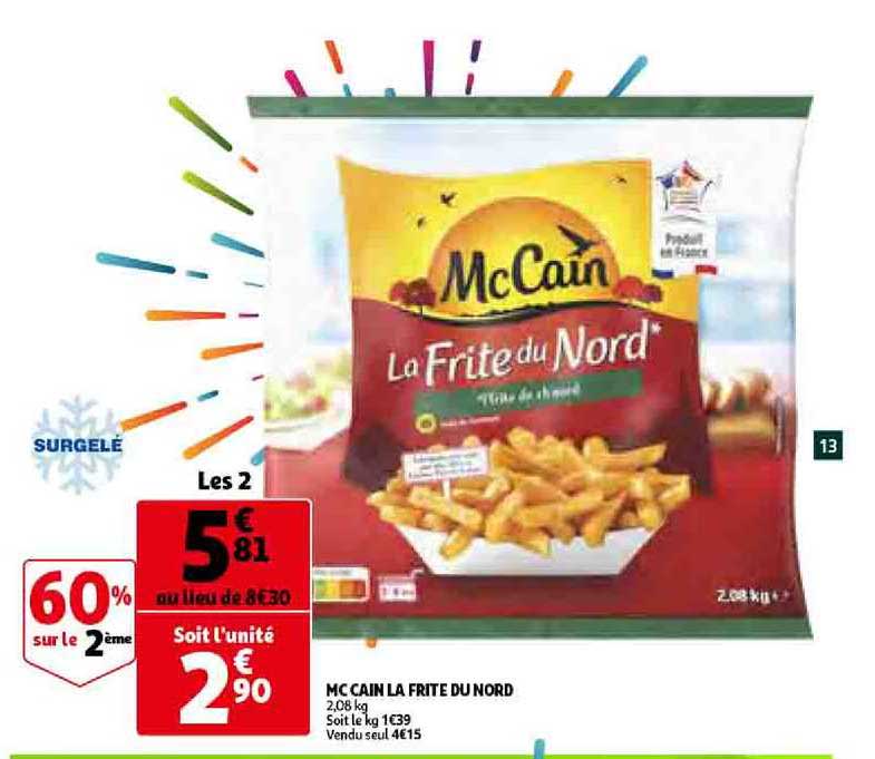 Mc Cain La Frite Du Nord 60% Sur Le 2ème