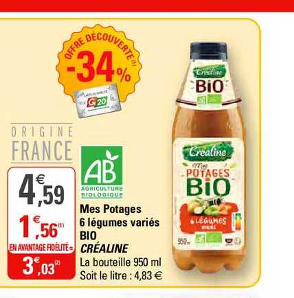 mes potages 6 légumes variés bio créaline