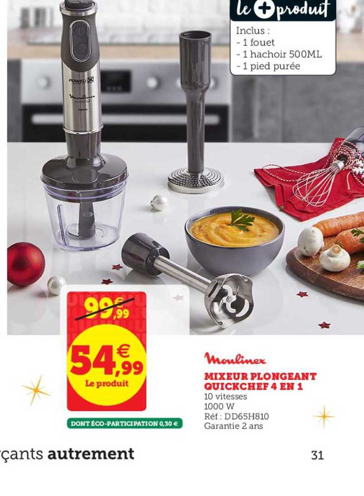 Mixeur Plongeant Quickchef 4 En 1